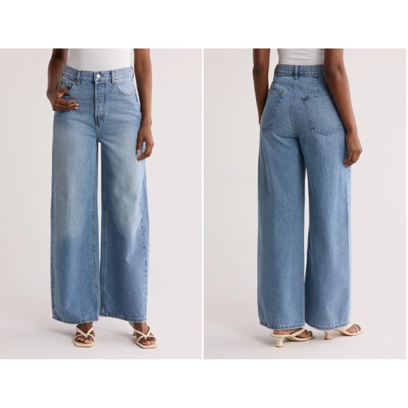 Anthropologie Ética Marley Ultra High Rise Baggy‎ Wide Leg Jeans 29 Denim School - Picture 2 of 9